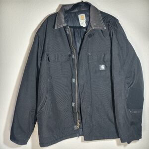 Carhartt Thrashed Artic Quilted Lined Black Canvas Brown Corduroy Collar Jacket